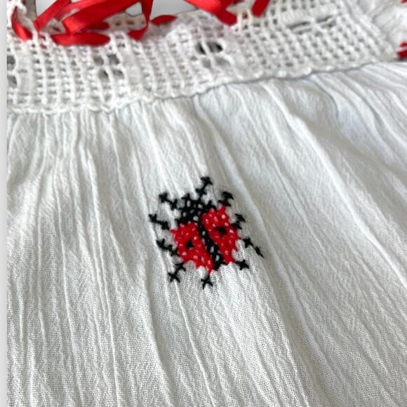Girls Handmade Ladybug Embroidered Dress | White/Red | Sz 1 - Picture 2 of 4